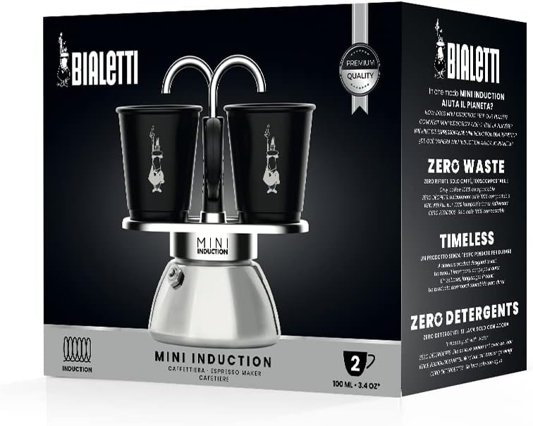 BIALeTTI Mini Express Induction Coffee Maker, Aluminium, Black, 2 Cups - Image 5